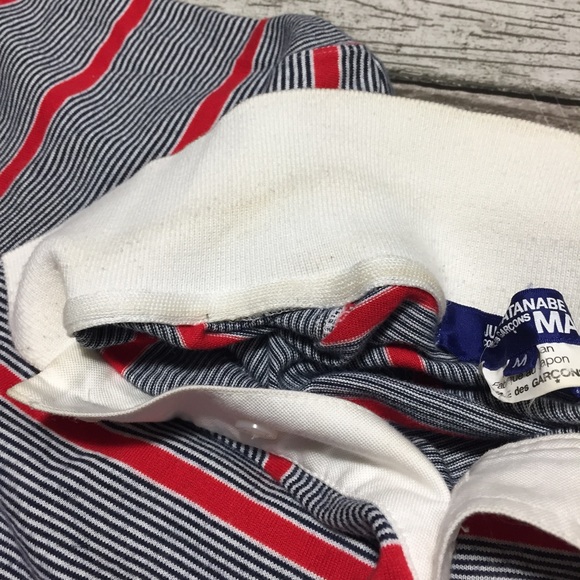 Junya Watanabe Man Comme Des Garcons Polo Shirt Stripe Men’s M Japan (Flaws) - Picture 10 of 16